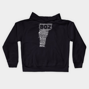 Vermont Cities 802 Area Code Kids Hoodie